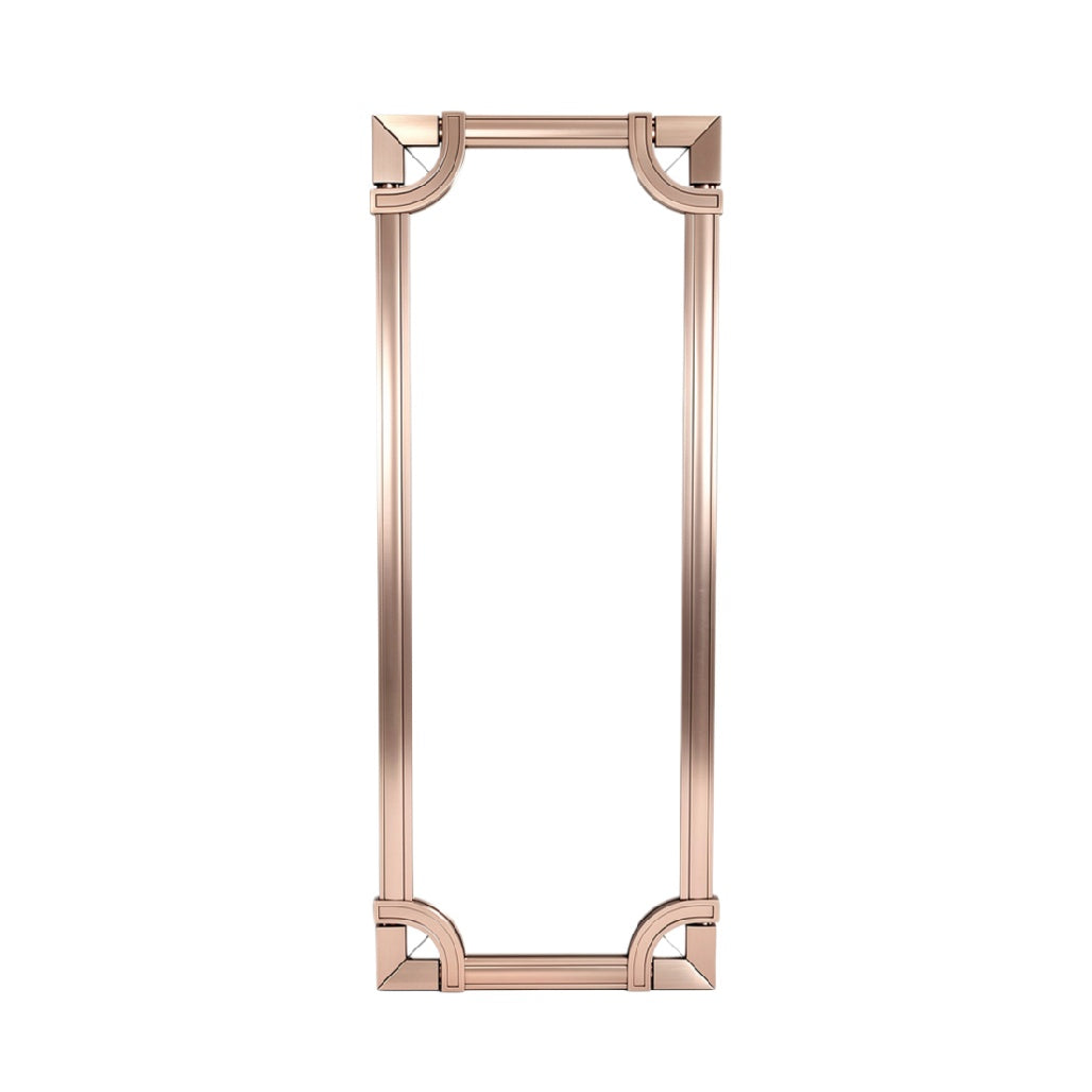 Elegant Rectangular Mirror with Decorative Rose Gold Frame
