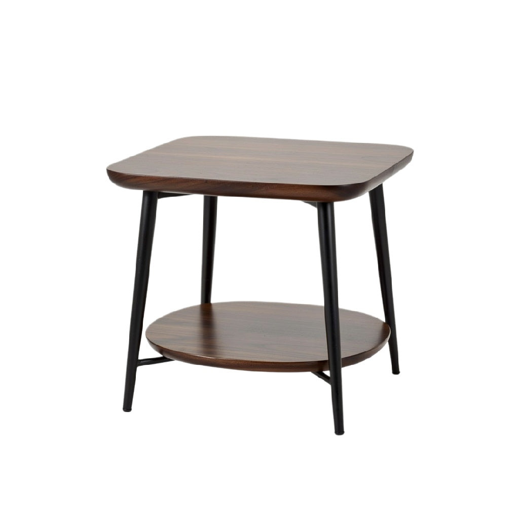 Modern Square Side Table with Wooden Top and Metal Legs